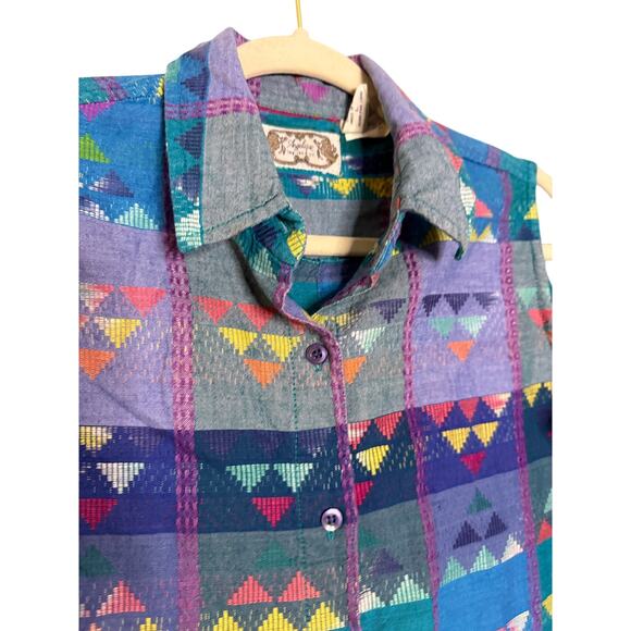Vintage 90s Angelique Aztec print sleeveless top - Picture 4 of 6